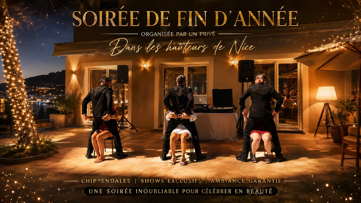 Chippendales des GENTLEMEN STRIPTEASE en pleine chorégraphie lors d'une soirée privée organisée à Nice
