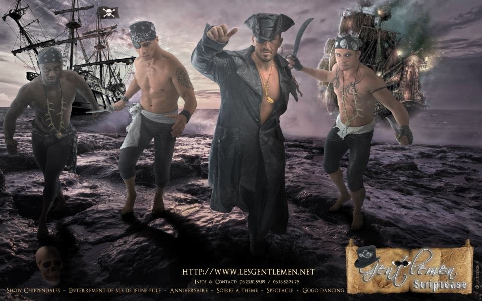 Soirée à thème pirate animée par les chippendales professionnels Les Gentlemen Striptease en PACA